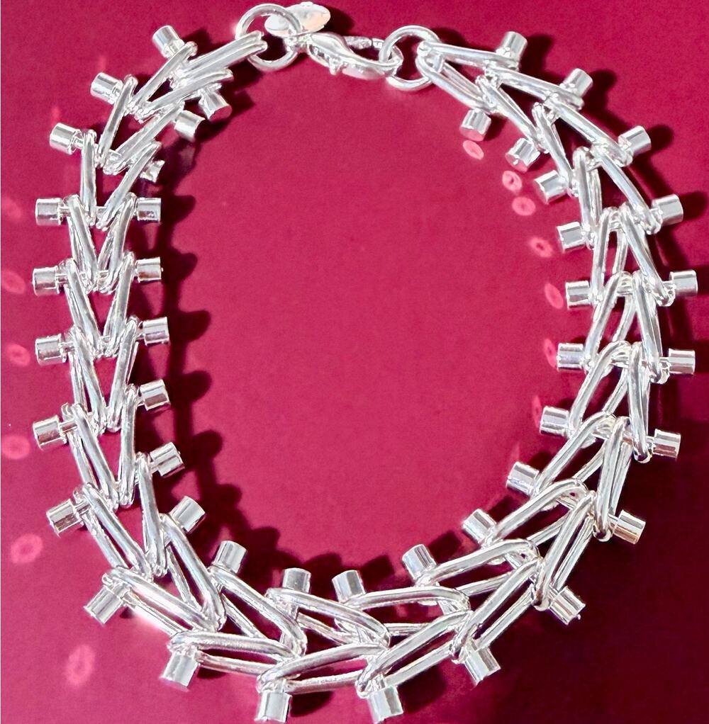 925 Stamp Sterling Silver Plated 20CM Creative geometric bracelet Unisex